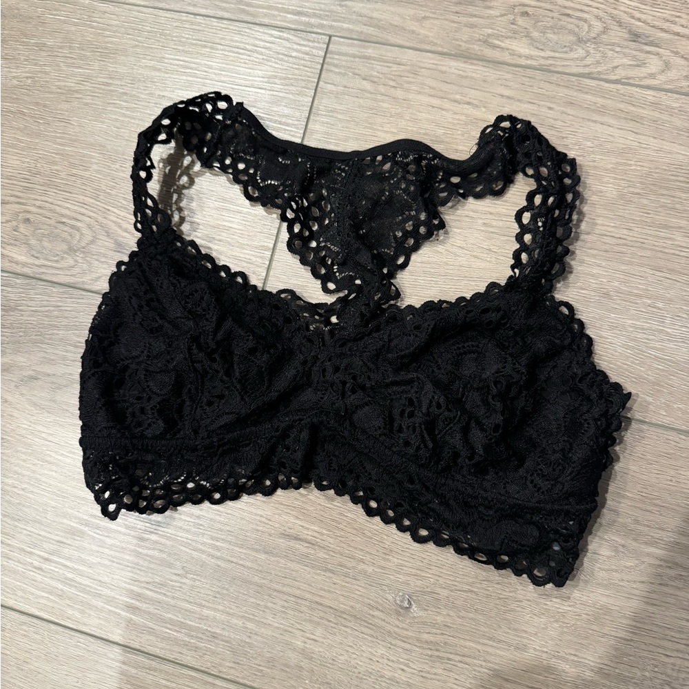 Aerie Lace Triangle Bralette (Black) - Medium